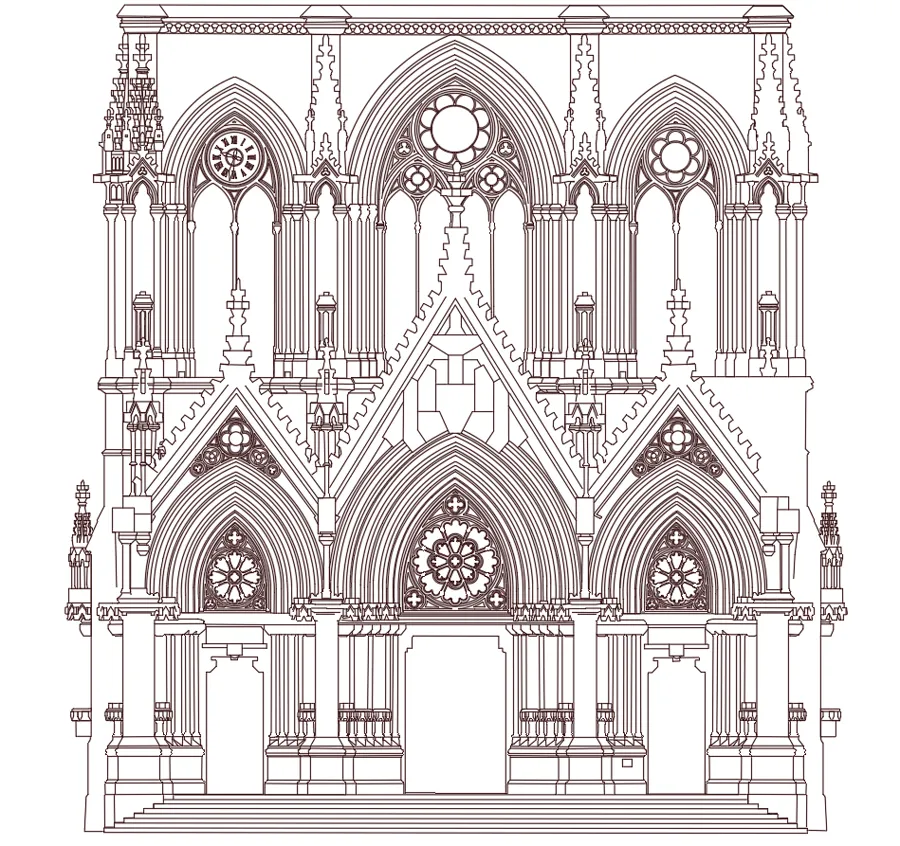 Élévation de façade dessinée à partir d'un relevé 3D