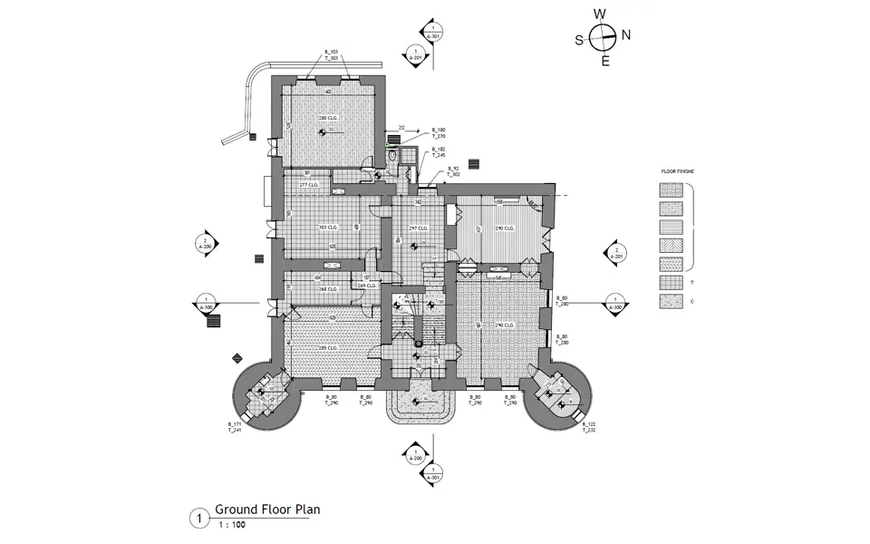 Plan du rez-de-chaussée d'un château dessiné à partir du relevé 3D